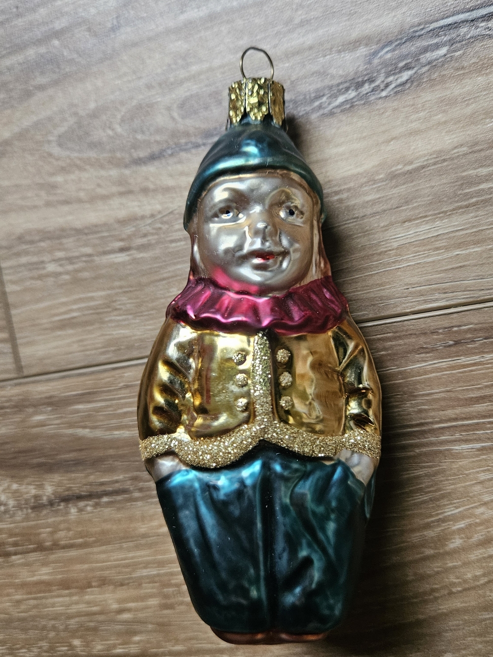Vintage-Inspired Made In Germany Gold & Teal Boy Holiday Ornament